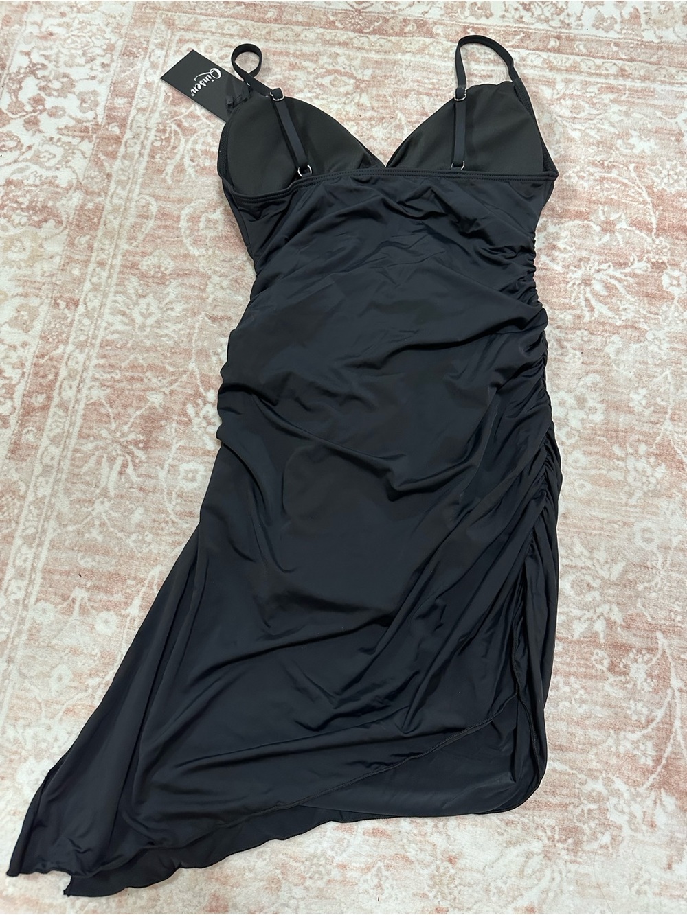NEW 🖤Swim Black Ruched Swimdress - V-Neck - Picture 12 of 12